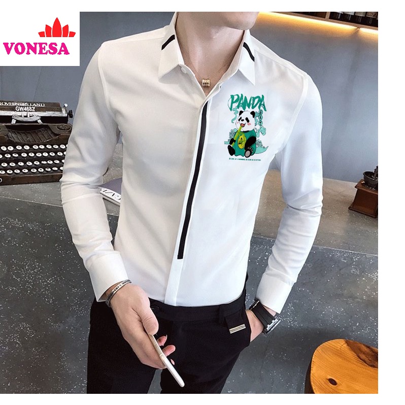 Áo Sơ Mi Nam Cổ phối gấu trúc Panda mẫu mới Cực Đẹp vonesa (Siêu phẩm +Freeship) HOT