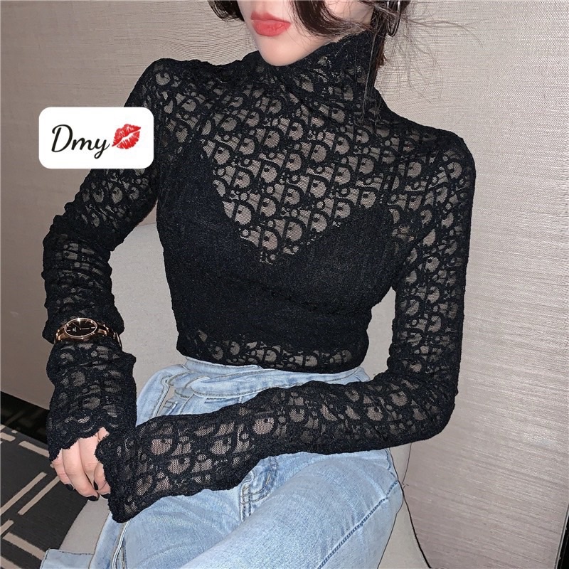 Áo ren dior cổ lọ