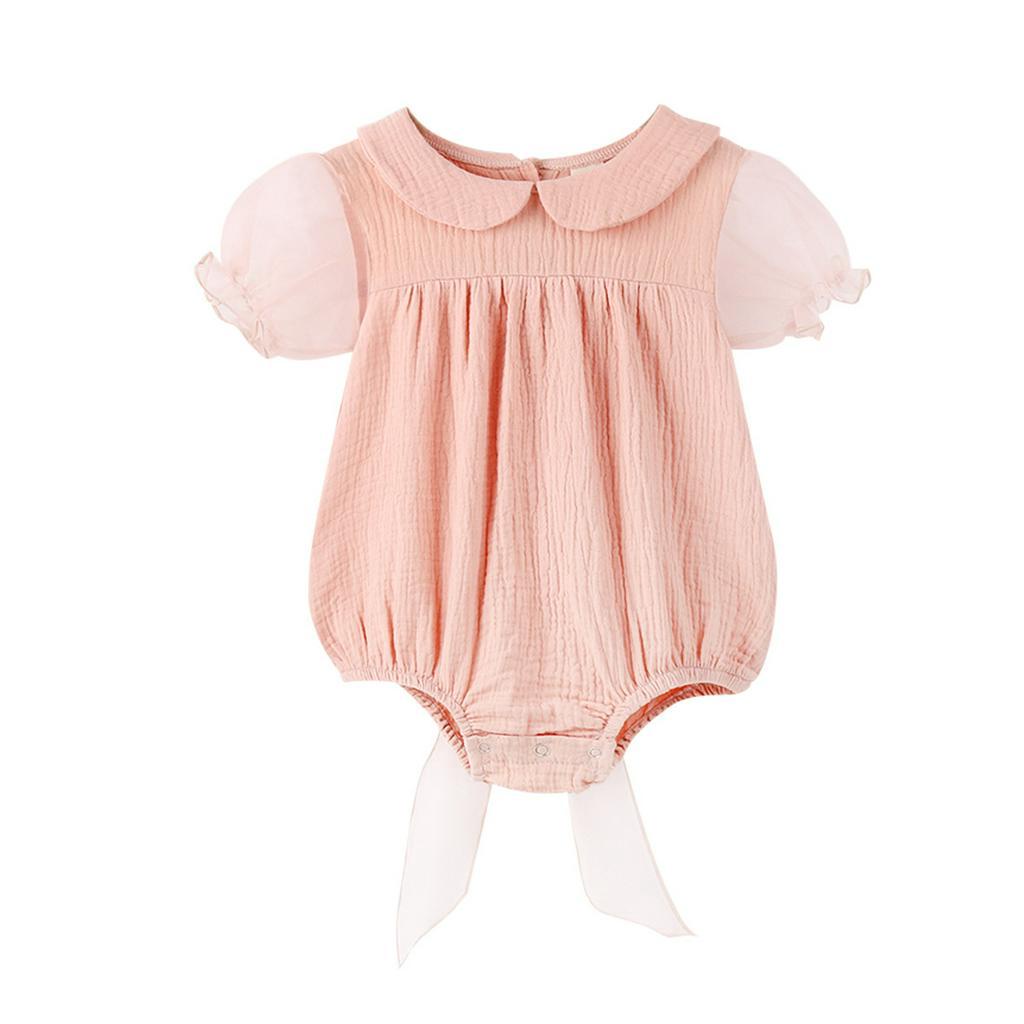 Jumpsuit tay ngắn phối nơ cho bé gái