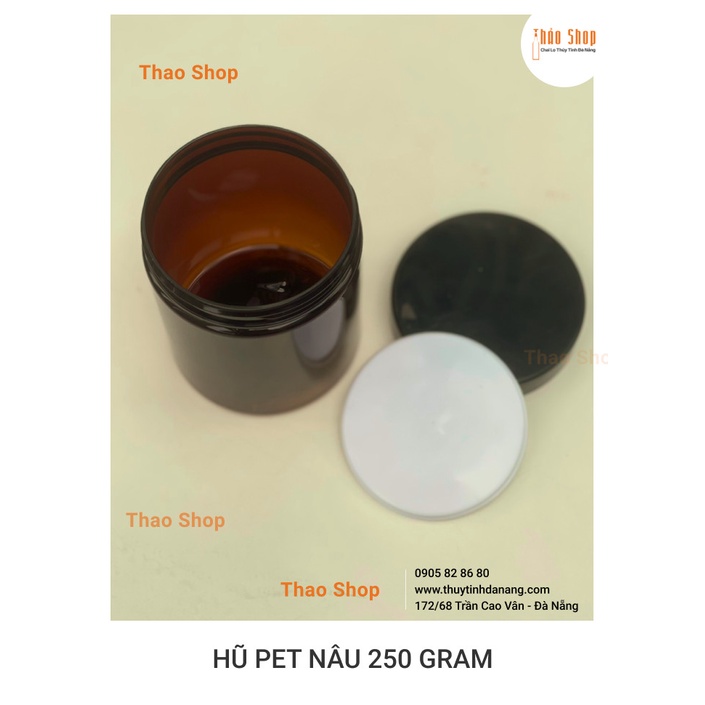 💢💢 Hũ nhựa chiết mỹ phẩm - Hũ nhựa nâu nắp nhựa 200gram