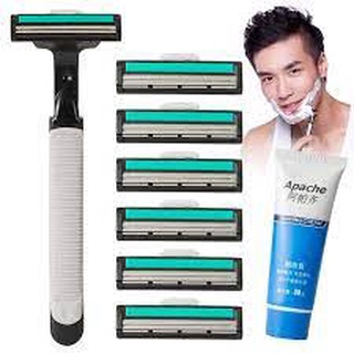 Dao Cạo Râu Bộ gồm (1 Cán Cạo + 36 Lưỡi Kép + Kem Cạo Râu)