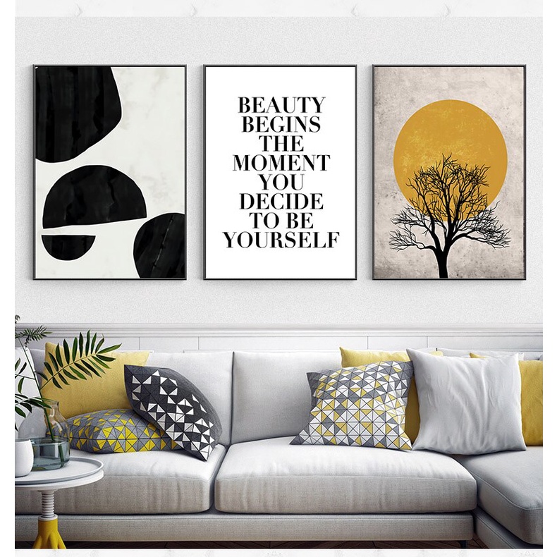 Tranh vải bạt treo tường trang trí phòng khách phong cách Bắc Âu nhiều mẫu nghệ thuật