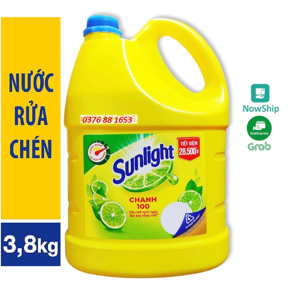 Nước Rửa Chén SUNLIGHT Chanh 100 can nhựa 3.8kg