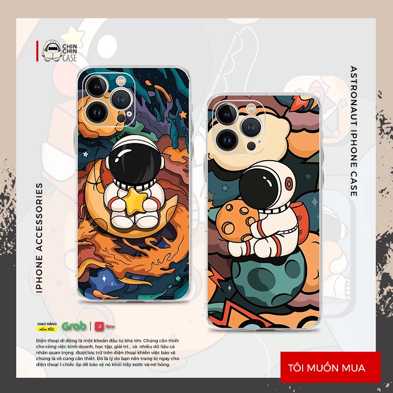 Vỏ ốp iPhone Silicon Trong Suốt Phi Hành Gia cho iPhone 6pl/6spl/7/7pl/8/8pl/x/xs/xsmax/11/12/13/pro/max - Chinchincase