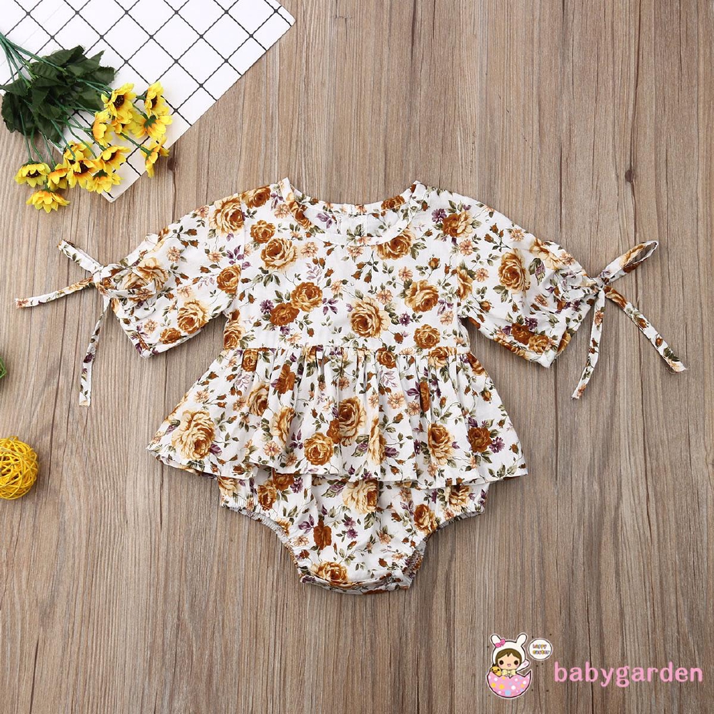 Set đồ liền thân họa tiết hoa dễ thương cho bé gái