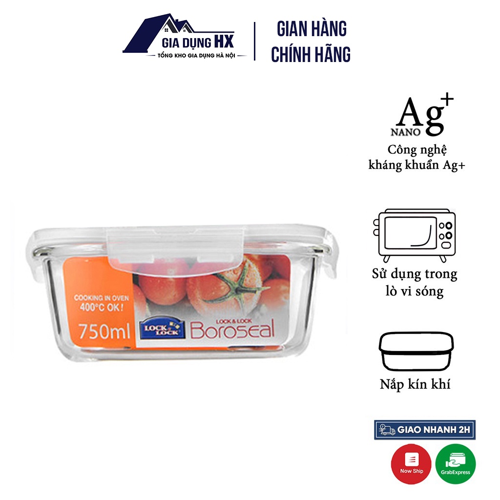Hộp Thủy Tinh Chịu Nhiệt Có Nắp Gập Lock&Lock LLG224 Hàng Chính Hãng Dung Tích 750ml