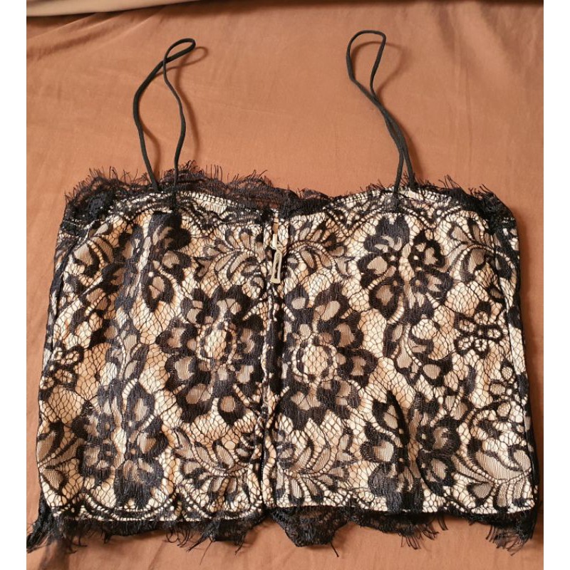 Áo 2 Dây Corset Phối Ren Có Lót Trong Ngực Kiểu Sexy Đen Trắng Nude DRAHD02