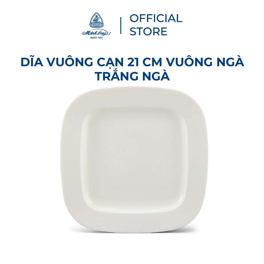 [GIÁ ƯU ĐÃI] Dĩa vuông cạn Minh Long 21 cm - Trắng ngà