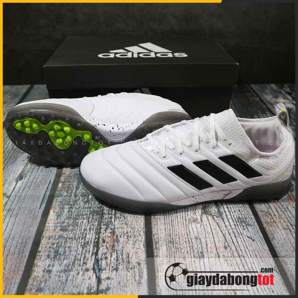 Giày đá bóng da mềm Copa 20.1 TF trắng vạch đen | Êm chân, ôm chân, hỗ trợ kiểm soát bóng