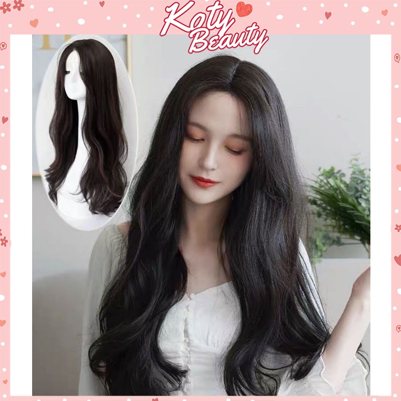 Tóc giả nữ nguyên đầu phong cách Hàn Quốc, tóc giả cả đầu xoăn hai mái Koty Beauty TG79