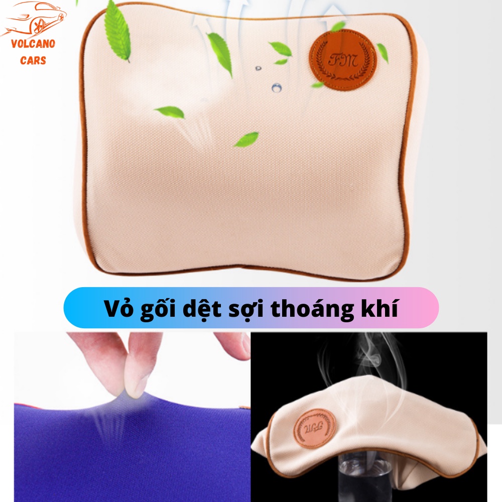 Gối tựa đầu tựa lưng ô tô cao su non nguyên khối đàn hồi êm ái, chống đau mỏi, thoáng khí để trên ghế xe hơi ô tô