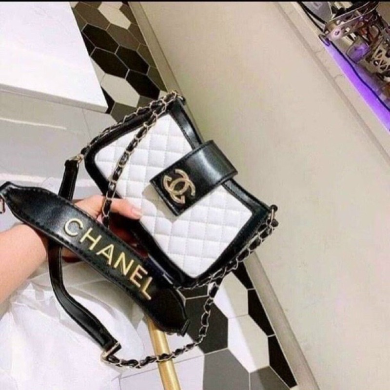 Túi Chanel kẹp nách/ Mã 00016/ Túi màu đen trắng/ Túi nấp gập