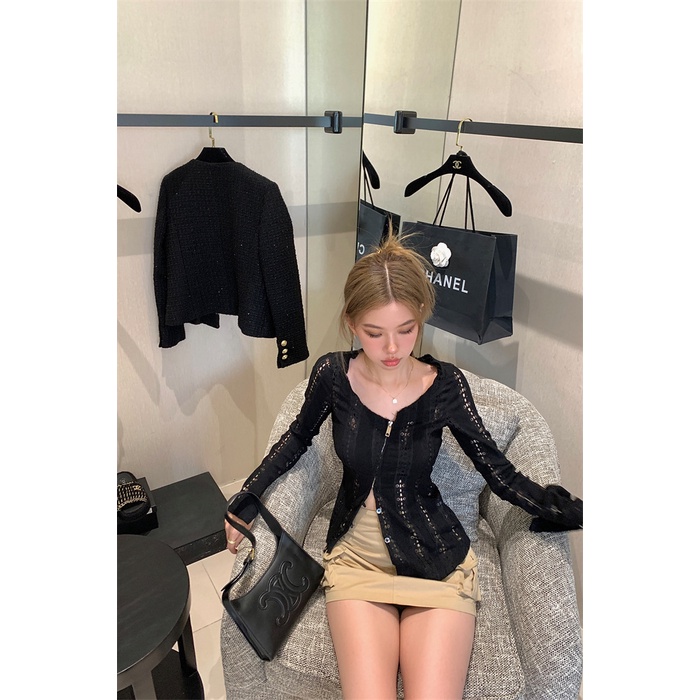 Cocory vn Set Áo Hở Lỗ + Chân Váy Chữ A Lưng Cao Thời Trang Nữ