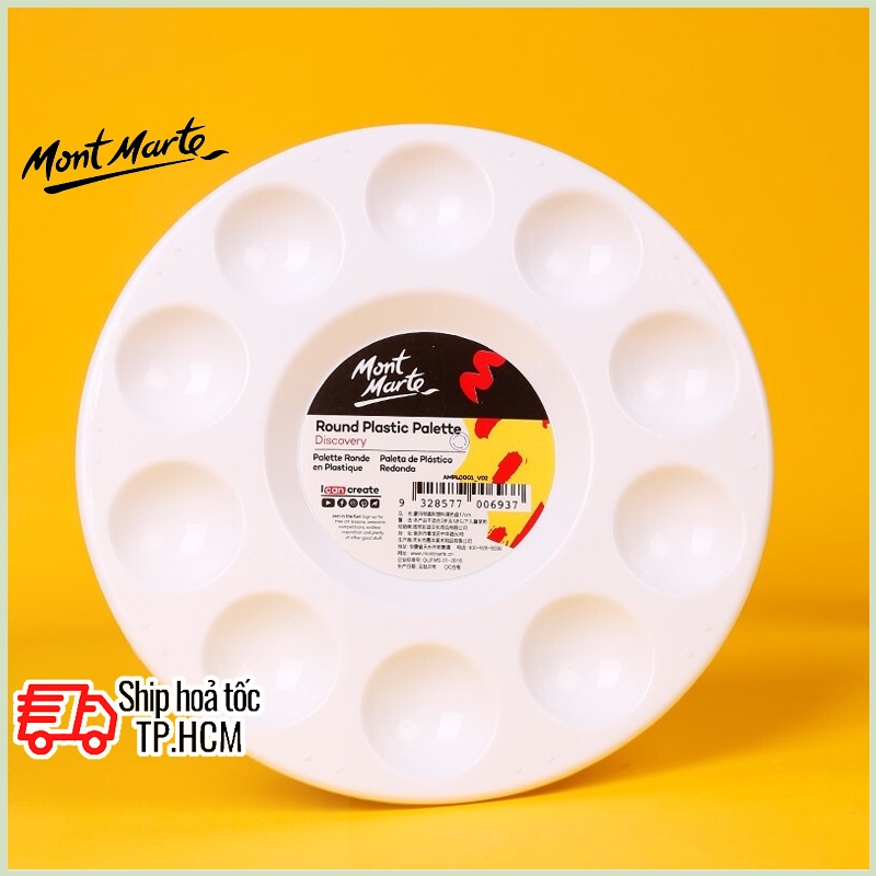 Khay Pha Màu Nhựa Tròn 17cm Mont Marte - Round Plastic Palette 17cm - AMPL0001