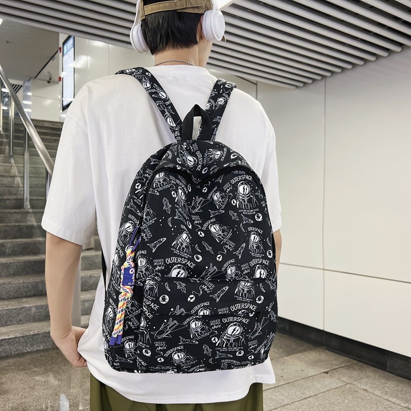 Balo học sinh unisex in họa tiết graffiti phi hành gia BL8