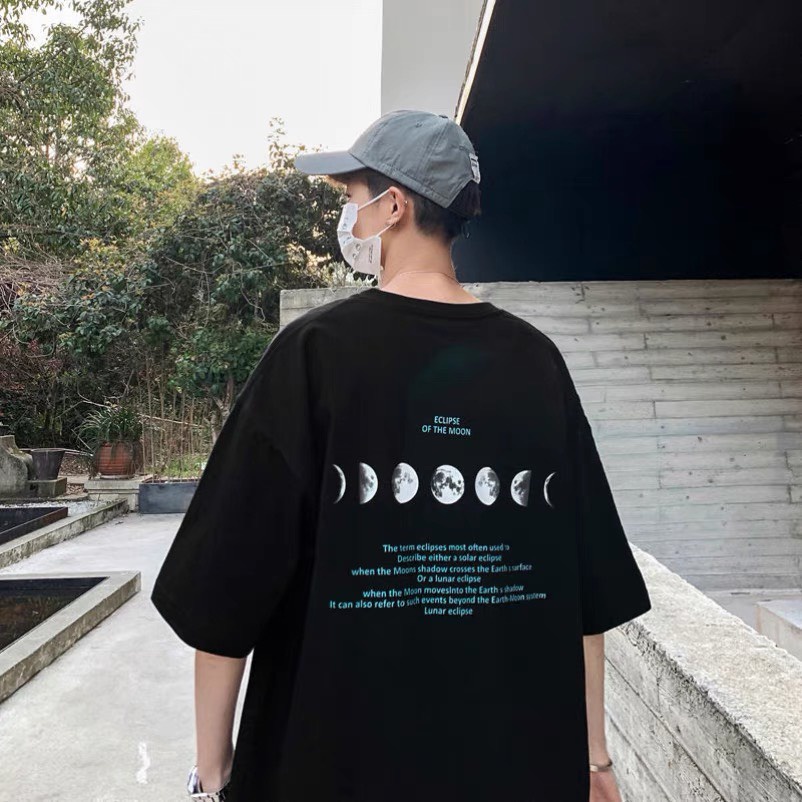 Áo thun tay lỡ form rộng in họa tiết chữ ECLIPSE phong cách -  phông Unisex nam nữ đều mặc được