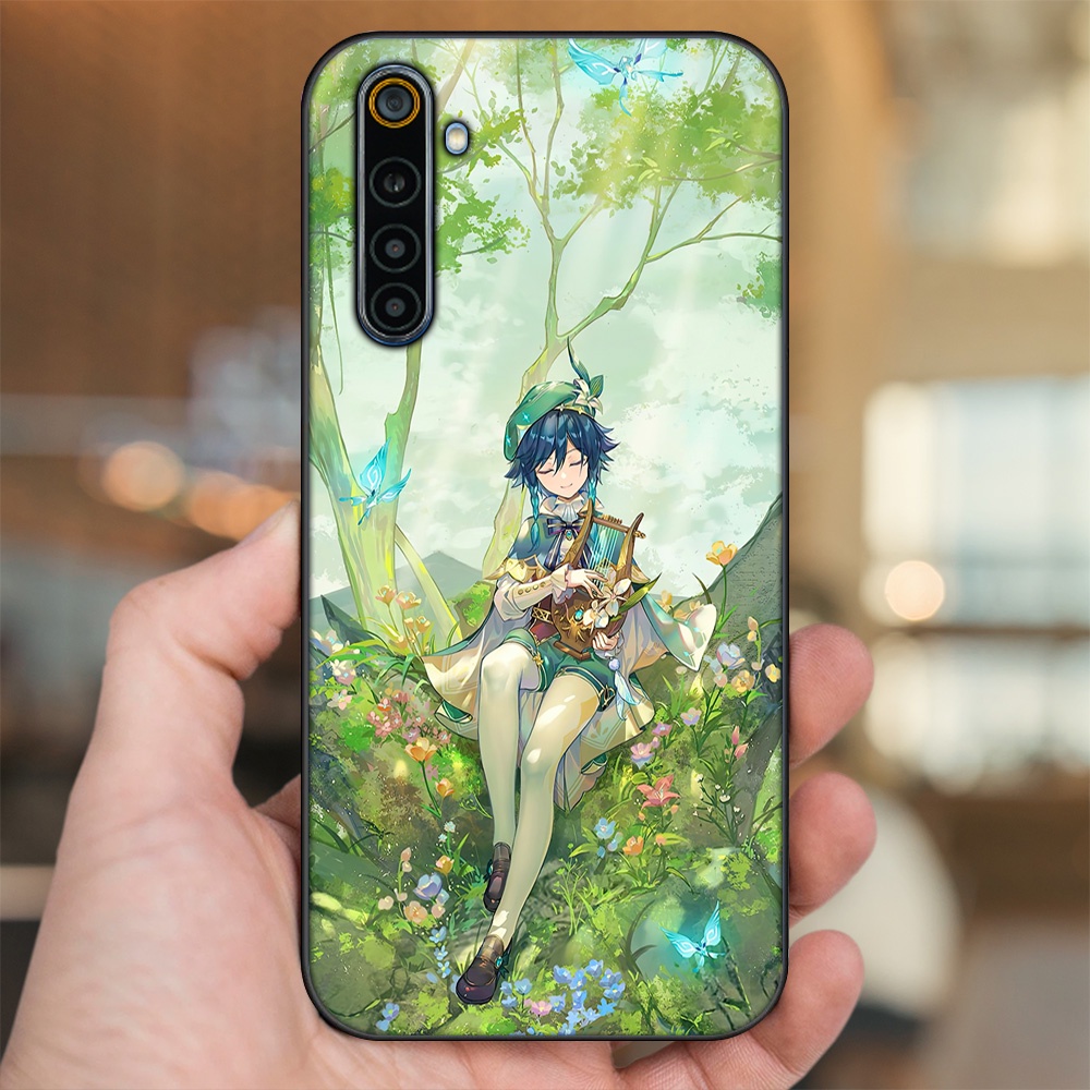 Ốp lưng Realme 6, 6 Pro viền đen in hình Venti Genshin Impact