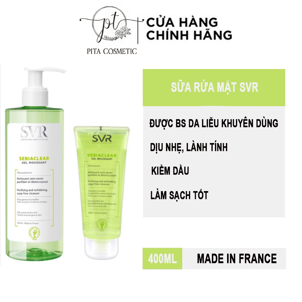 [Chính Hãng] Sữa Rửa Mặt SVR Gel Moussant Cho Da Dầu Mụn & Da Nhạy Cảm 400ml