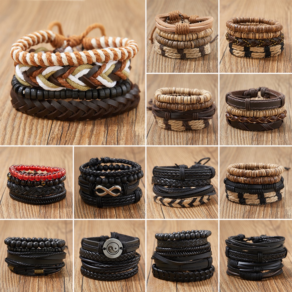Set 5 vòng đeo tay da RINHOO FRIENDSHIP thời trang cá tính cho nữ