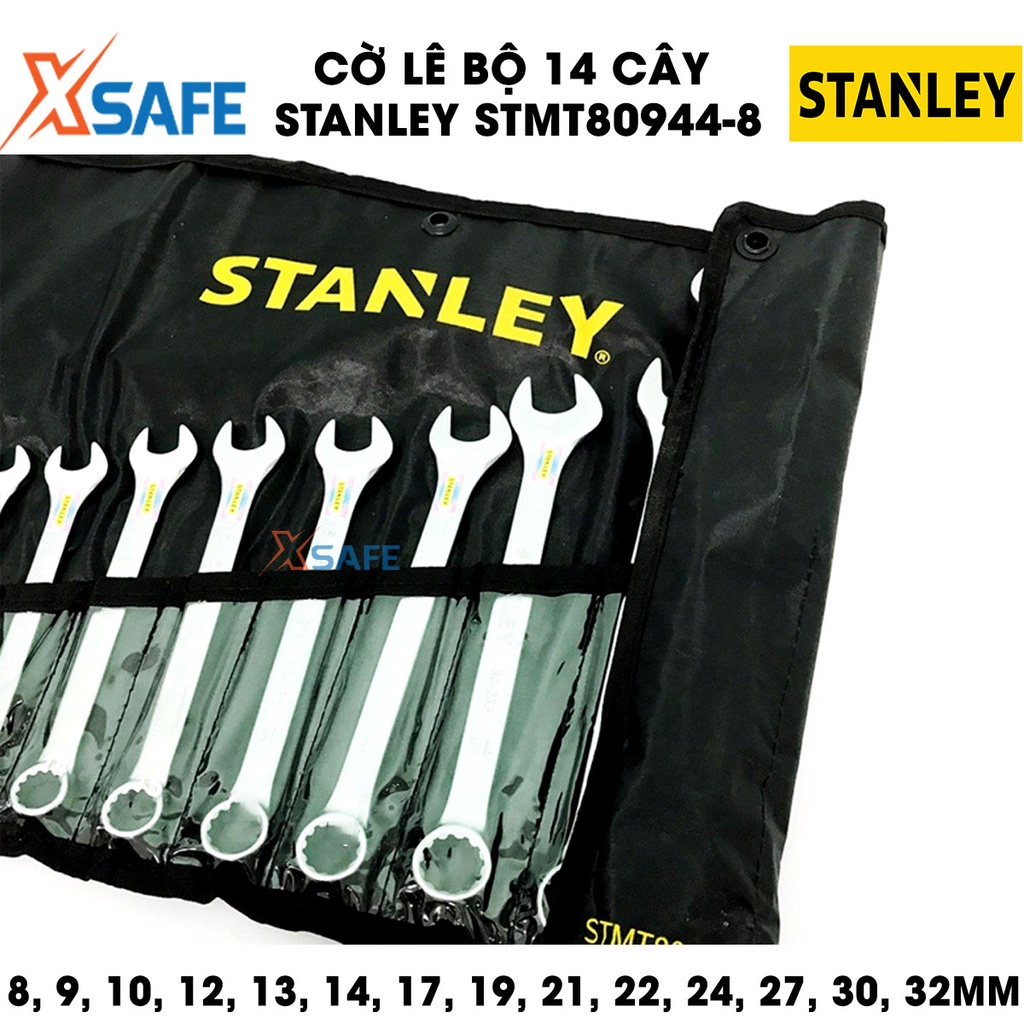 Bộ 14 cờ lê 8-32MM STANLEY STMT80944-8 thép Chrome Vanadium, đầy đủ kích thước, chống trượt, túi đựng chịu tải cao