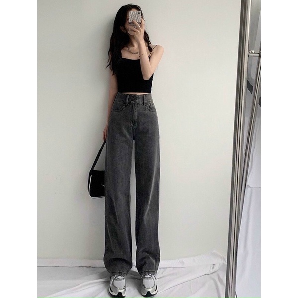 Quần Baggy Nữ Lưng Cao Ống Rộng 40kg-55kg, Quần Baggy Jean Nữ Size SML Hàng VNXK Ms3072