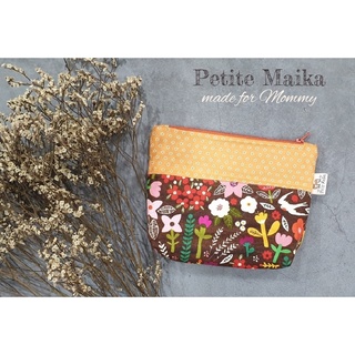 Túi, ví handmade đựng đồ make up, đồ dùng cá nhân mẫu hoa nhí nền nâu