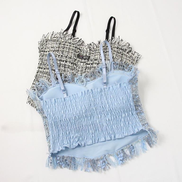 Áo Bra 2 Dây Nữ Dáng Croptop Chun Lưng Kèm Đệm Mút Siêu Xinh Siêu Hot