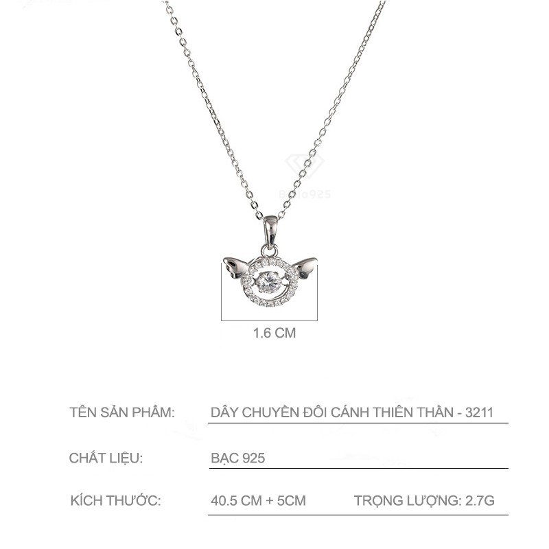 Dây chuyền Bella 925 mặt hình đôi cánh thiên thần 3211