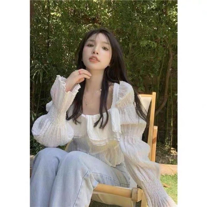 ÁO TAY DÀI BÈO CÔNG CHÚA NHÚNG XINH CROPTOP A43