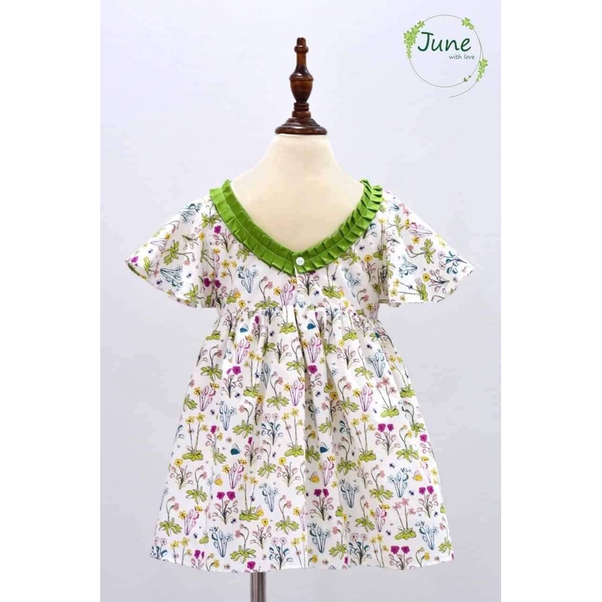 Đầm bé gái June họa tiết hoa liti đầm thoát mát cho bé mặc hè