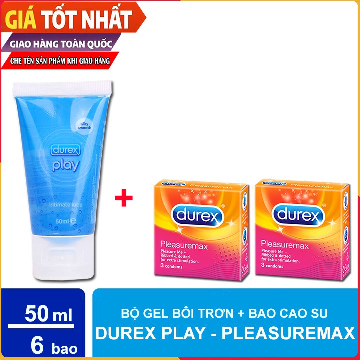 [Combo] 🍄 Bao Cao Su Durex Pleasuremax Gân & Bi (Hộp 3 Bao) 🍄 Gel bôi trơn Durex Play 50 ml [HÀNG CHÍNH HÃNG]