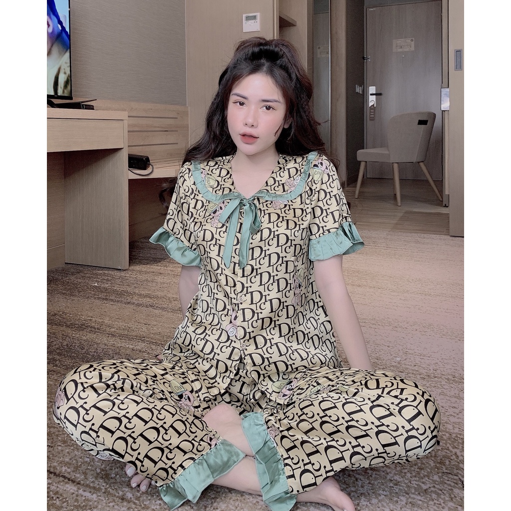Đồ Bộ Pijama, Bộ đồ Pijama lụa mềm mại, thiết kế áo cộc, quần dài họa tiết trẻ trung, chất liệu mát lịm - 𝑴𝑰𝑵𝑺𝑯𝑶𝑷 | BigBuy360 - bigbuy360.vn