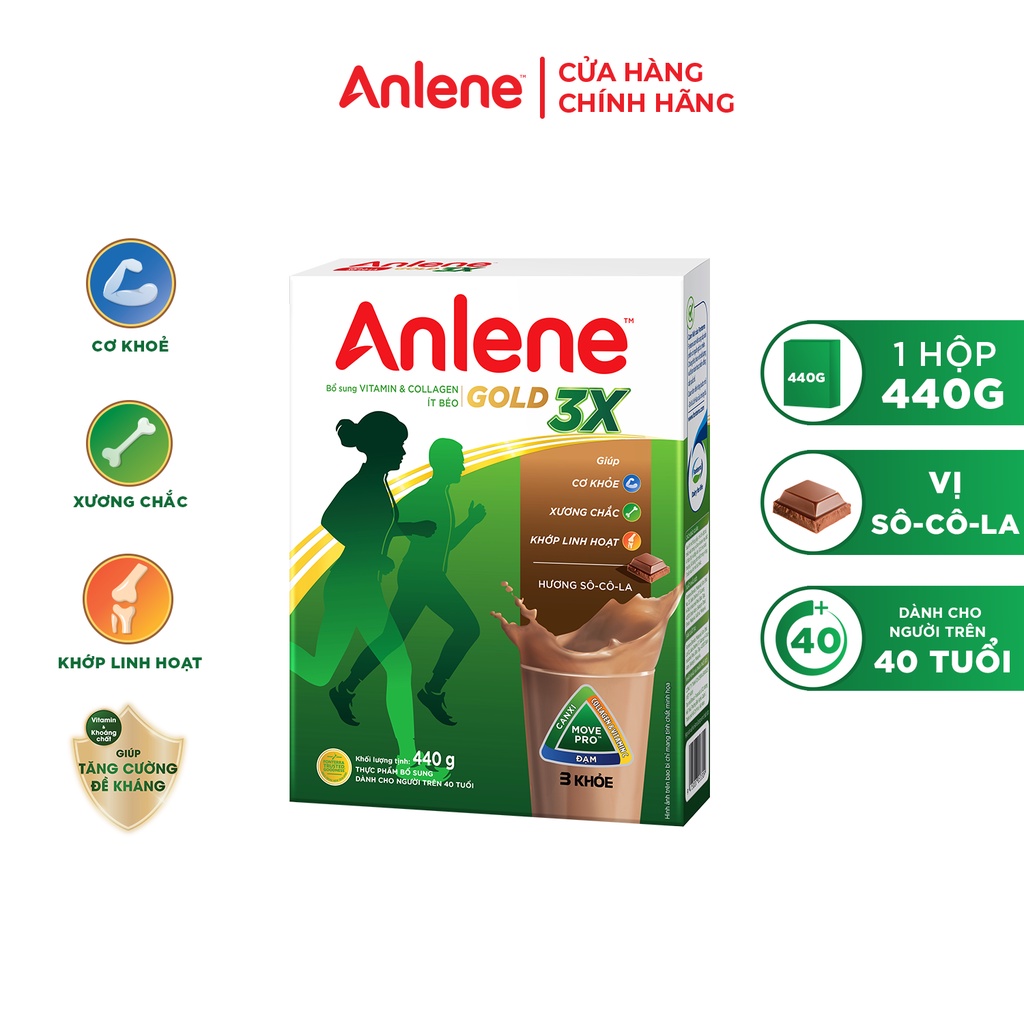 Sữa Bột Anlene Gold Socola Hộp Giấy 440g cho Người trên 40 Tuổi ( mẫu củ trên 51 tuổi)