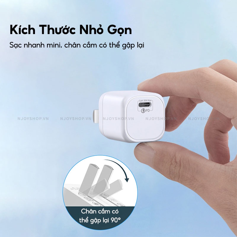Củ Sạc Nhanh Đa Năng Wiwu Gan Pd 30w Thiết Kế Chân Gập Nhỏ Gọn Tiện Lợi Cho Điện Thoại Máy Tính Bảng