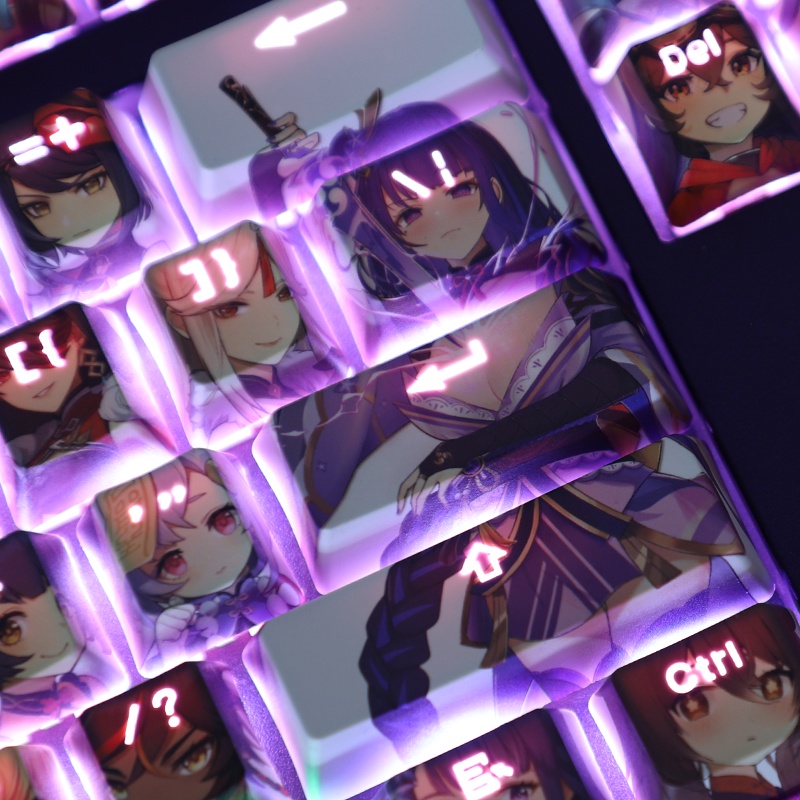 Genshin Impact Keycap Cherry Profile Anime Truyền ánh sáng PBT DYE SUB Bàn phím cơ keycaps