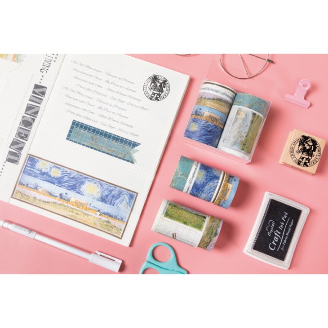 Bộ 7 washi tape chủ đề nghệ thuật trang trí sổ tay, scrapbook, planner...