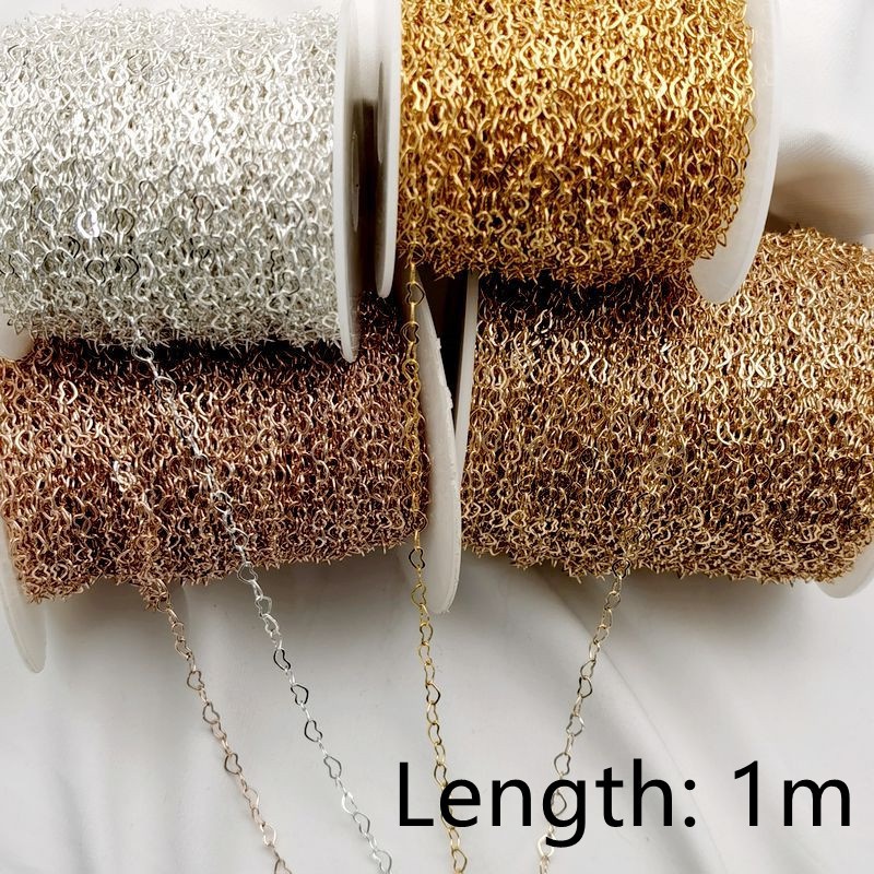 Dây xích dài 1m phối hình trái tim bằng đồng làm vòng cổ