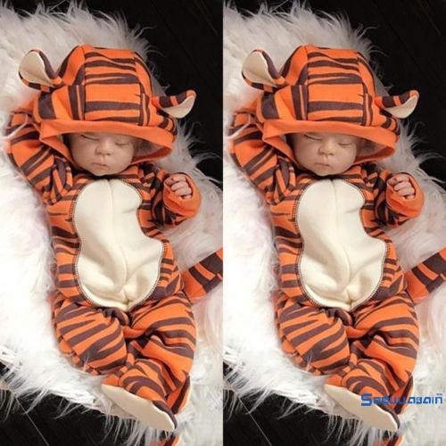 Áo liền quần hóa trang con hổ có mũ trùm đầu đáng yêu dành cho em bé