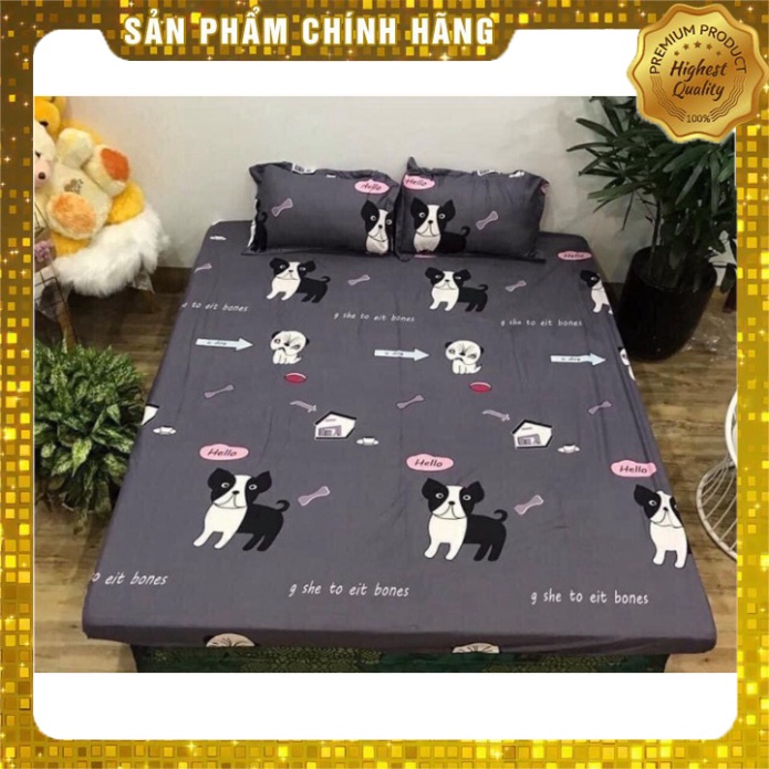 Bộ Ga Chun Trải Giường 3 món( 2 gối đầu+ 1 ga chun) chất liệu cotton poly không bai không xù | BigBuy360 - bigbuy360.vn