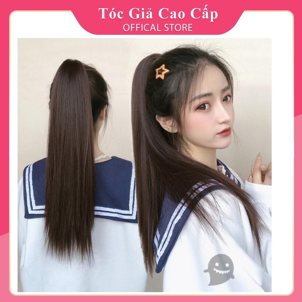 Tóc giả ngoặm thẳng dài , mã n43-60cm, sợi tơ cao cấp ép uốn duỗi thẳng thoải mái, thích hợp đi chơi đi học đi tiệc
