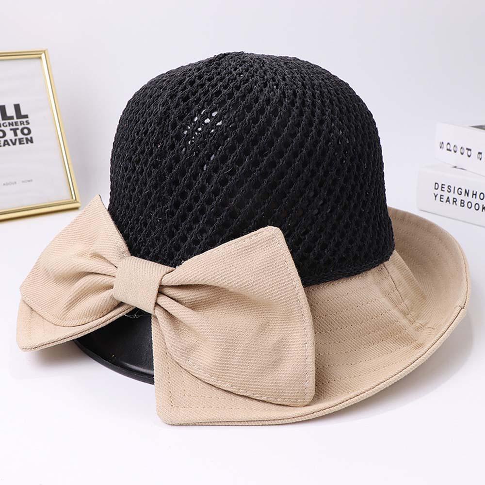Mũ Bucket Thoáng Khí Chống Tia Cực Tím Đính Nơ Phong Cách Hàn Quốc Cho Nữ