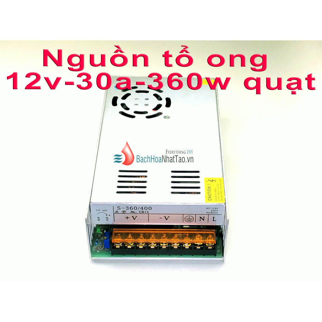 Nguồn tổ ong 12V 30A 360W(quạt) loại tốt