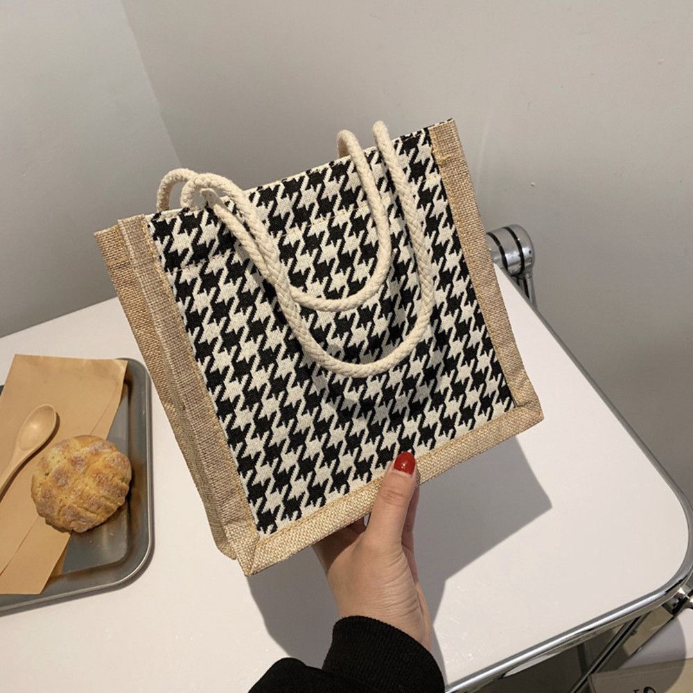 Túi xách tote đeo vai bằng vải bố chống nước họa tiết kẻ ô sang trọng thời trang thích hợp đi biển nhiều màu