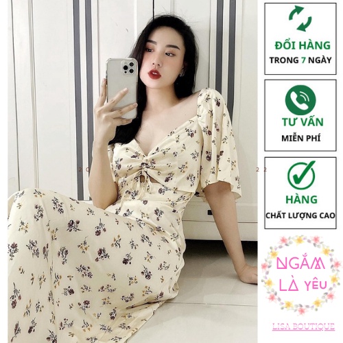 Đầm maxi, váy maxi hoa cắt eo rút ngực (Lisa_botique hàng thiết kế cao cấp ) | WebRaoVat - webraovat.net.vn