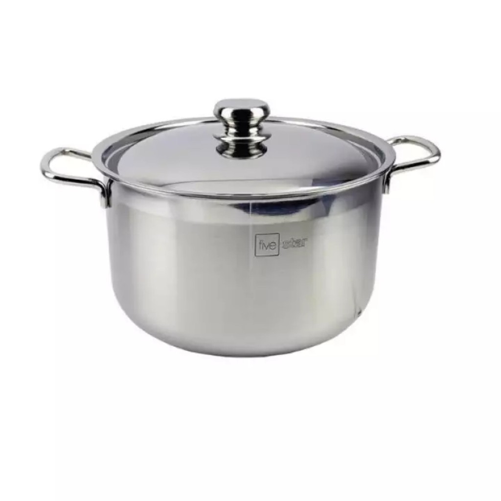 Nồi Luộc Gà Inox 430,bếp từ 3 Đáy Fivestar Standard 26cm/28Cm/30cm nắp Inox(SW).tặng 2 vá canh inox