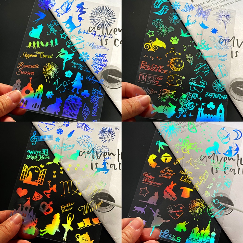 Set 1 / 4 Tấm Nhãn Dán Bằng Nhựa PVC Hỗn Hợp Làm Trang Sức Thủ Công