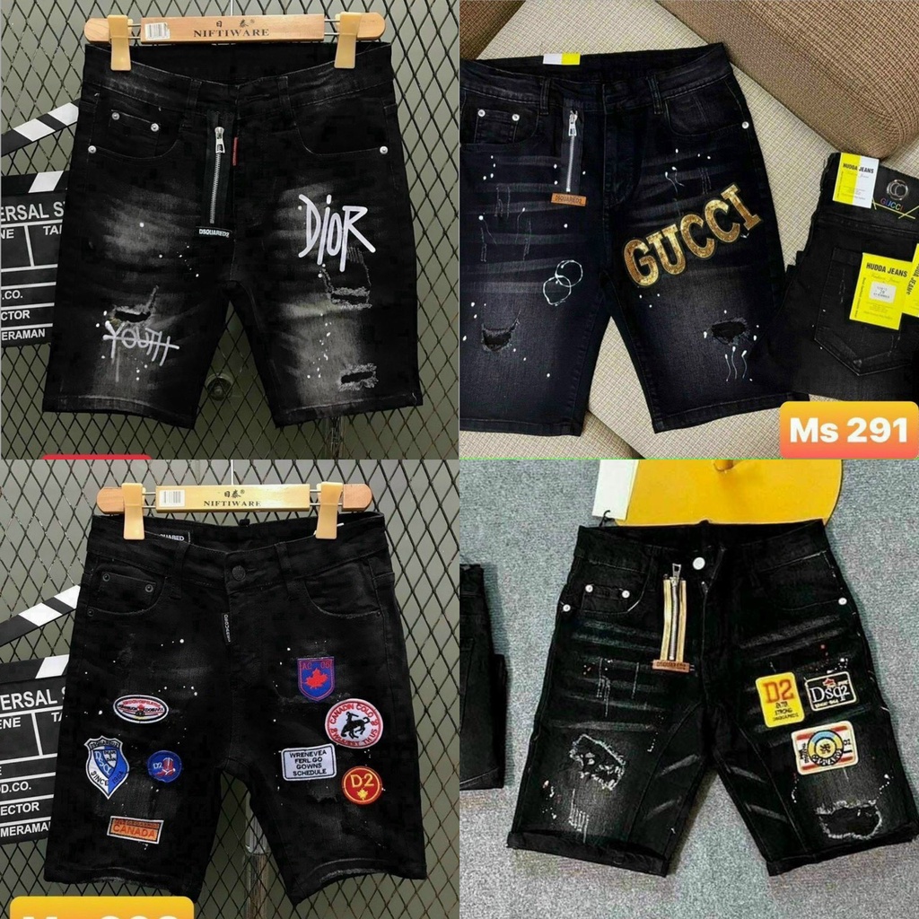 Quần bò jean nam ngắn rách nhẹ thêu logo nhiều mẫu mới hot,chất bò co giãn giá tốt KAYSTORE