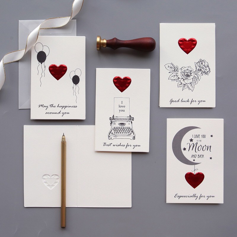 Thiệp Love Heart ánh đỏ lấp lánh