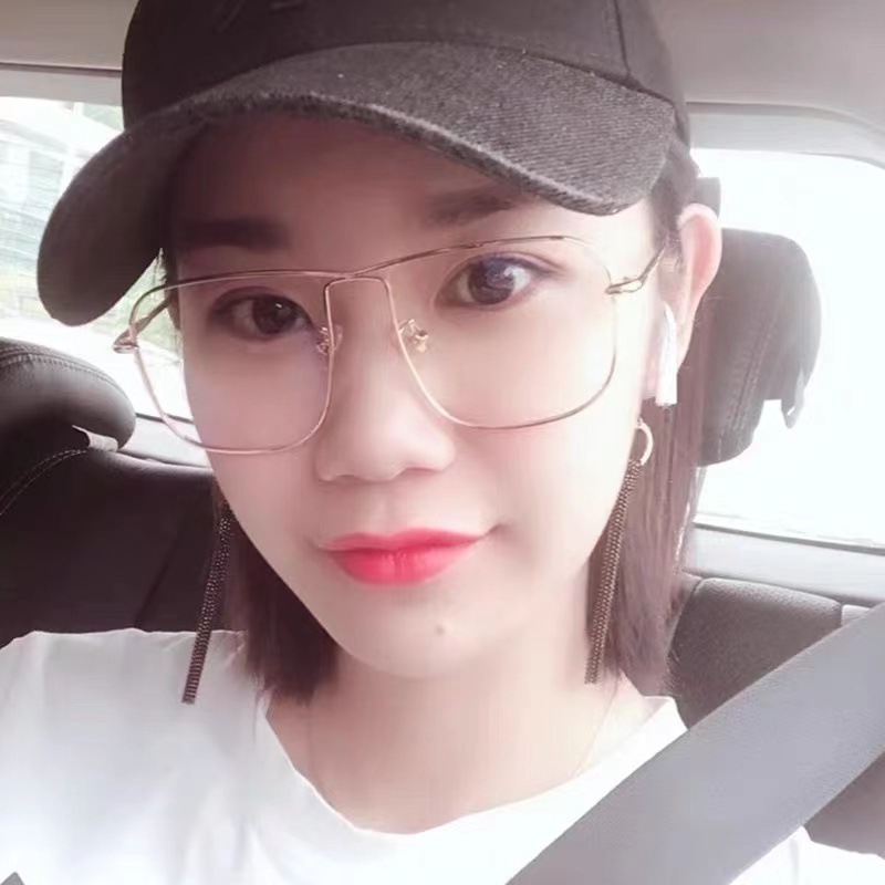 (KIQI-FASHION) COD Mắt Kính Gọng Vuông Lớn Bằng Kim Loại Chống Bức Xạ Thời Trang Hàn Quốc Cho Nam Nữ