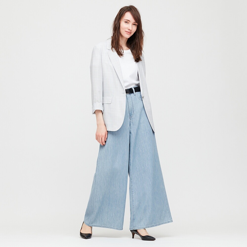 Quần bò nữ denim ống rộng thời trang, năng động của UNIQLO - Nhật Bản